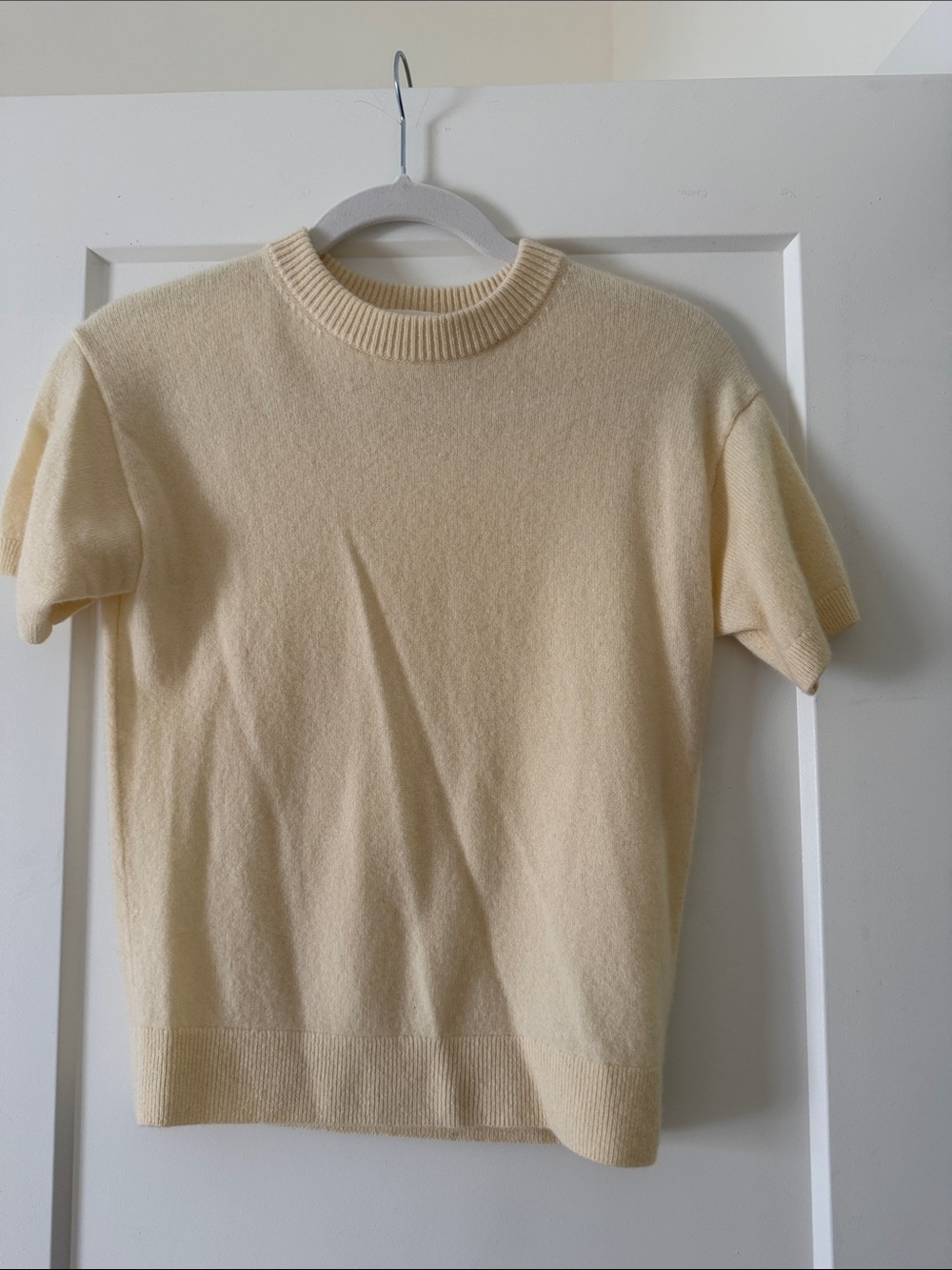 Nordstrom Cream Short-Sleeve Crewneck Sweater